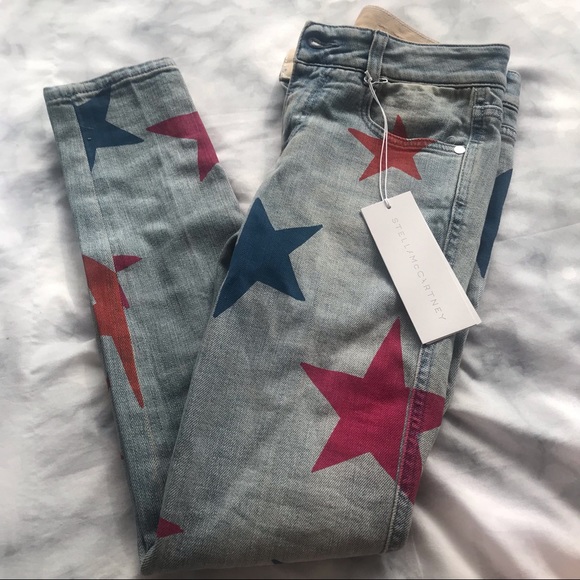 Authentic NWT Stella McCartney Denim Multi coloured star jeans - Picture 3 of 7
